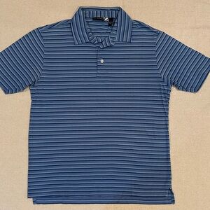 Saks Fifth Avenue Blue Striped Polo Shirt M